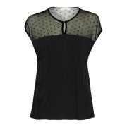 Mesh Design Bluse i Pitch Black