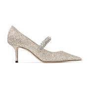 Beige Glitter Stiletto Heel Sandaler