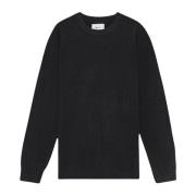 Sort Crewneck Sweater med Mode Detaljer