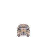 Beige Nova Plaid Mønster Bomuld Hat