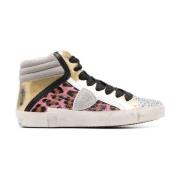 Multifarvet Leopard Print Glitter Sneakers