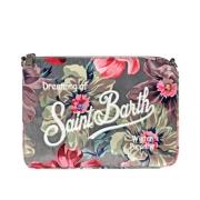 Velour Clutch med Broderet Logo