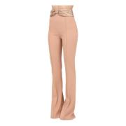 Elegant Nude High-Waisted Palazzo Bukser