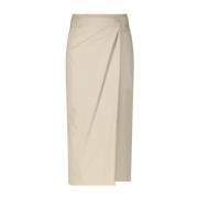 Wrap Style Cotton Midi Skirt