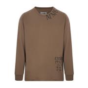 Brun Oversize Bomuld T-shirt med Logo Print