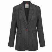 Pinstripe Blazer med Revers og Lommer