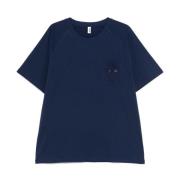 Blå Patch Pocket Crew Neck T-shirt