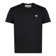 Ribbet crew-neck bomuld T-shirt