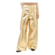 Coated Foil Wide Leg Jeans