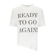 Asymmetrisk T-shirt 'Ready to go again'