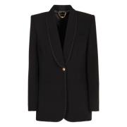 Elegant Viscose Blazer med Kontraststing