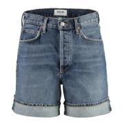 Jeans Shorts med Metal Knapper