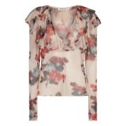 Blomstret Frill Bluse