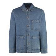 Denim Jakke Kontrastsyninger 100% Bomuld