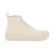 Læder High-Top Sneakers med Suede Panel