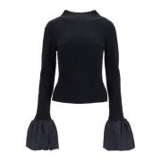 Elegant Viscose Top med Høj Hals