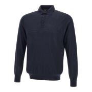 Merino Uld Polo Sweater Blå