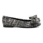 Sort-hvide Tweed Ballerina Sko