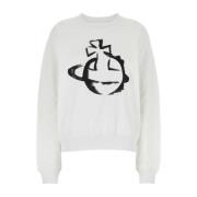 Oversize Hvid Bomuld Sweatshirt