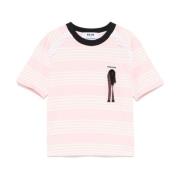 Pink Logo Patch Lace Trim T-shirt