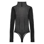 Blonde bodysuit med stand-up krave