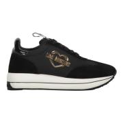 Suede Low-top Sneakers med Logo Detalje