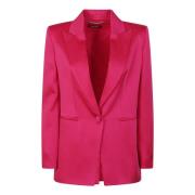 Fuchsia Satin Blazer med Revers