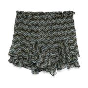 Sort Ruffled Lagdelte Shorts