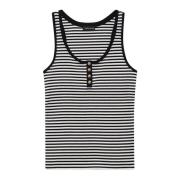 Moderne Henley-inspireret tanktop i sort/creme