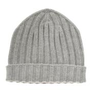 Kashmir Ribstrikket Beanie Hat Grå