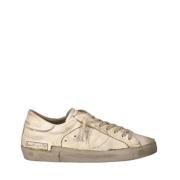 Hvide Læder Sneakers Vintage Stil