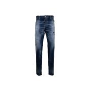 Mænds Knapp Jeans med Distressed Detaljer