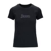 Casual T-shirt med Rhinestone Brand Design