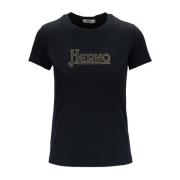 Stilfuld T-shirt med Rhinestone Logo