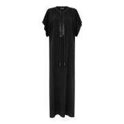 Sort Silke Kaftan Kjole Elegant Stil