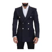 Marineblå Dobbeltbrystet Slim Fit Blazer