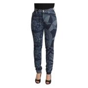 Elegant blomstret højtaljet skinny jeans