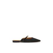 Elegante sorte mules med fuld front