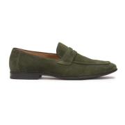 Suede loafers i khaki farve