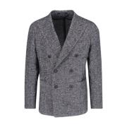 Dobbeltbrystet Houndstooth Blazer Grå