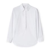 Bluse med poplin krave