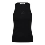 Broderet Tank Top Sort