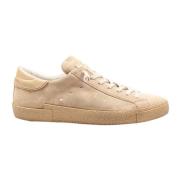 Beige Ruskind Sneakers med Læder Hæl