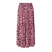 Leopard Print Maxi Nederdel Neon Pink