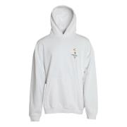 Hvid Bomulds Logo Hættetrøje Pullover Sweatshirt Sweater