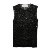 Sequin Mesh Knit Tank Top