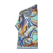 Blå Geometrisk One Shoulder Kaftan