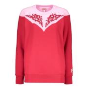 Bomuld crew-neck sweatshirt med ribkanter