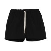 Sort Elastisk Snøret Talje Shorts