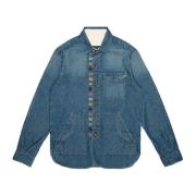 Denim regular fit skjorte med broderi